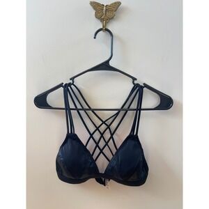 Victoria's Secret PINK Black Strappy Cage Back Triangle Bralette Small AA-C